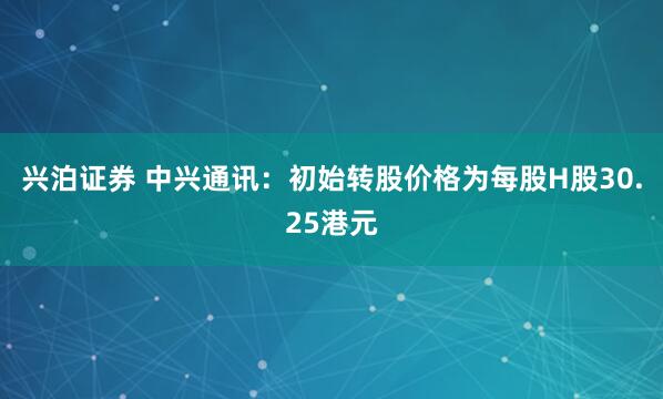 兴泊证券 中兴通讯：初始转股价格为每股H股30.25港元