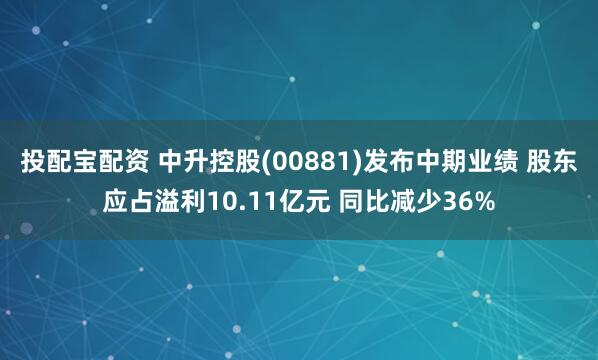 投配宝配资 中升控股(00881)发布中期业绩 股东应占溢利10.11亿元 同比减少36%