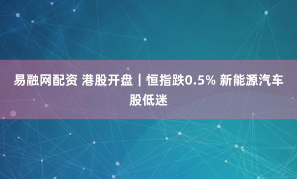 易融网配资 港股开盘｜恒指跌0.5% 新能源汽车股低迷