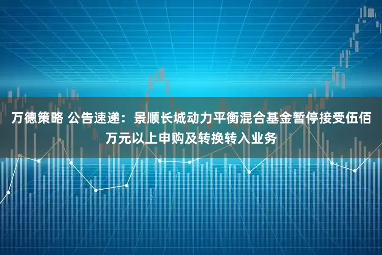 万德策略 公告速递：景顺长城动力平衡混合基金暂停接受伍佰万元以上申购及转换转入业务