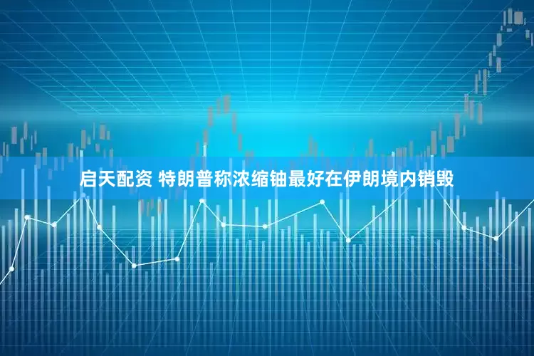 启天配资 特朗普称浓缩铀最好在伊朗境内销毁